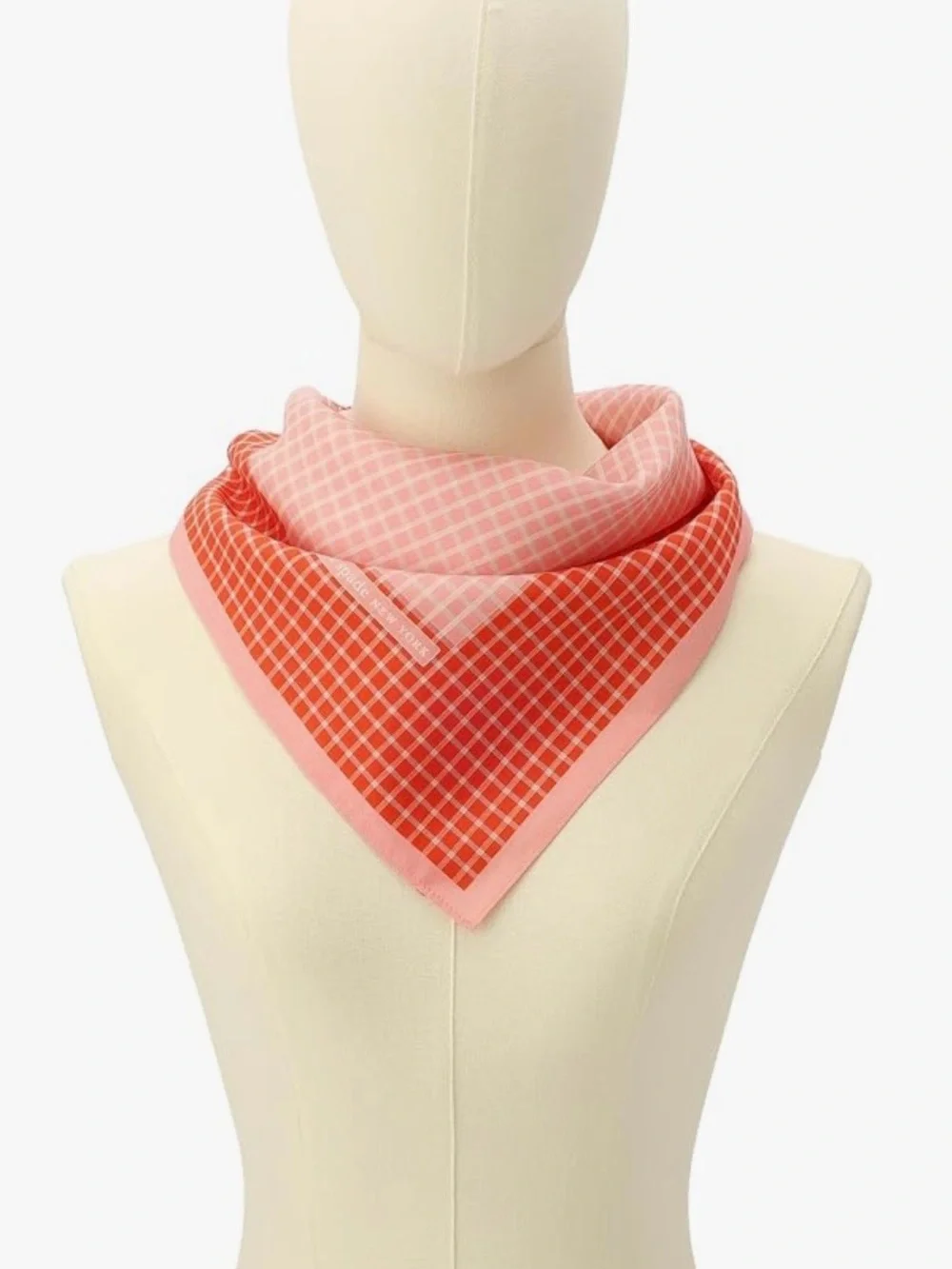 Kate Spade Petite Windowpane Block Bandana Scarf - Red and Pink
